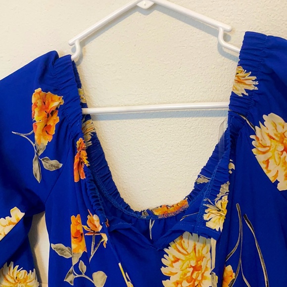 A6 - 321 Strapless Blue Floral Dress Size Small (no tag) - Picture 5 of 13